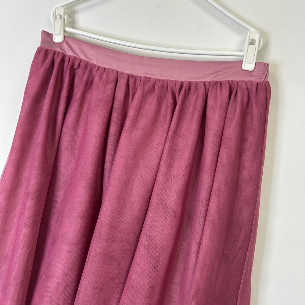 Modcloth Mesh Tulle Skirt Women's Size 1X‎ Mauve Pink Pull On Waist - Picture 3 of 8